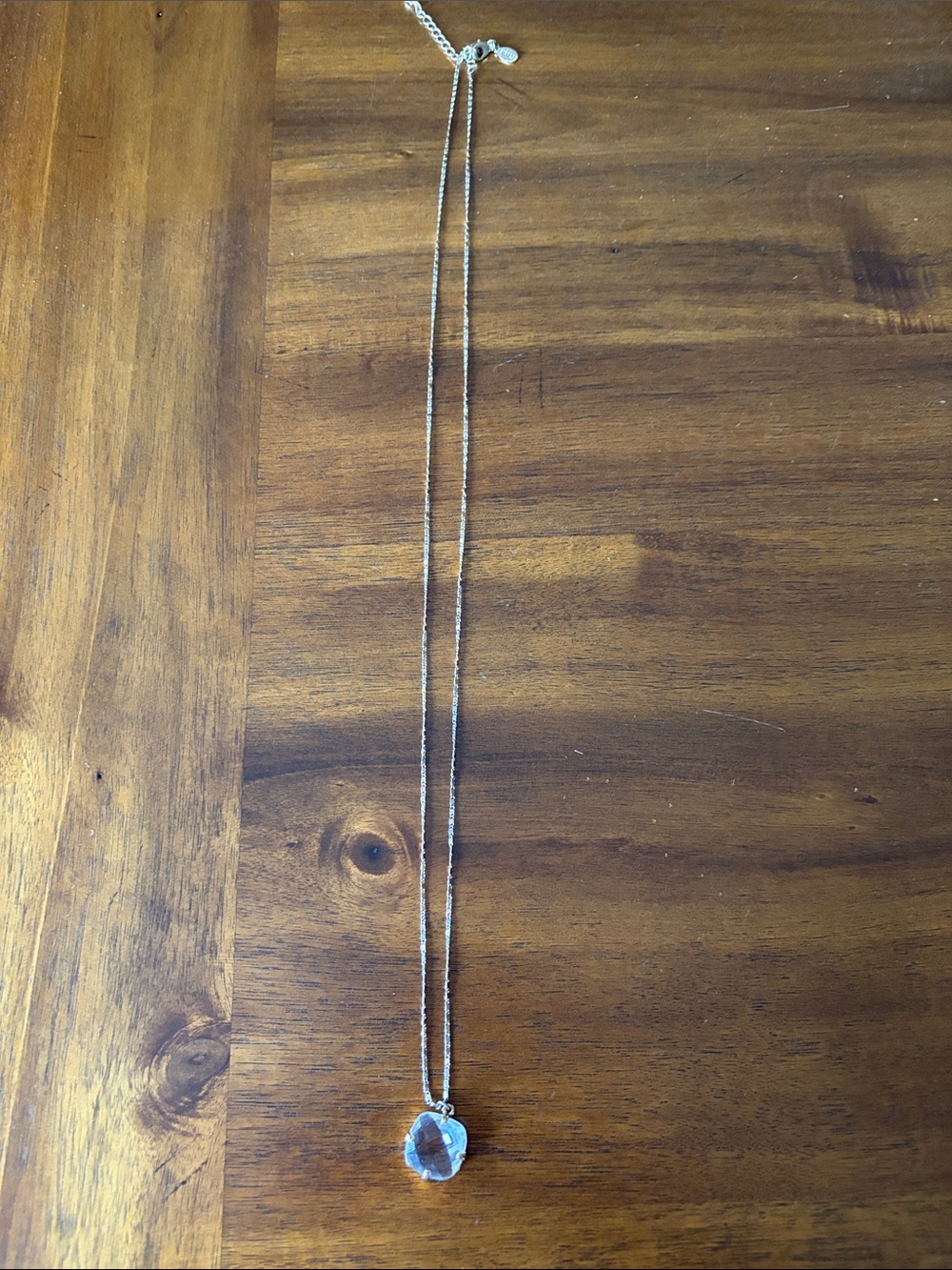Express Silver Chain Necklace with Clear Pendant